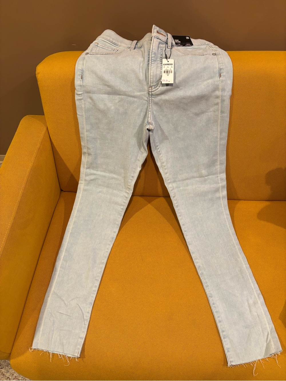 Express Light Wash Skinny Jeans - Pale Blue